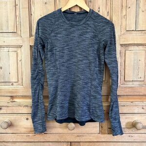 Lululemon Dark‎ Heather Gray Long Sleeve Shirt Crewneck Athletic Womens Size 6